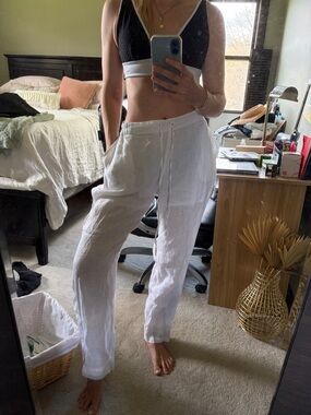 the shanty corporation white White Linen Relaxed Fit Pants